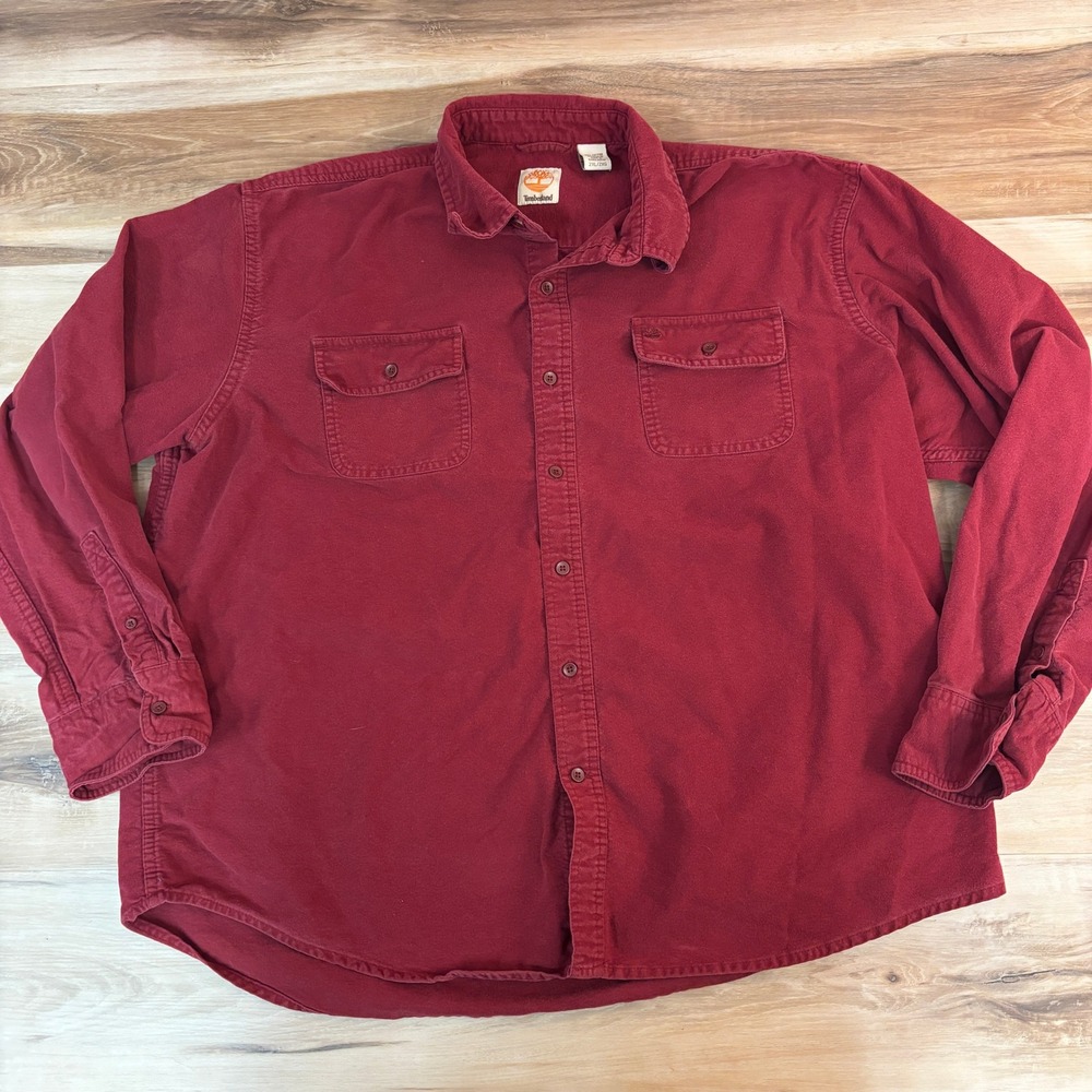 Timberland Chamois Flannel Shirt Mens XXL Red Cotton